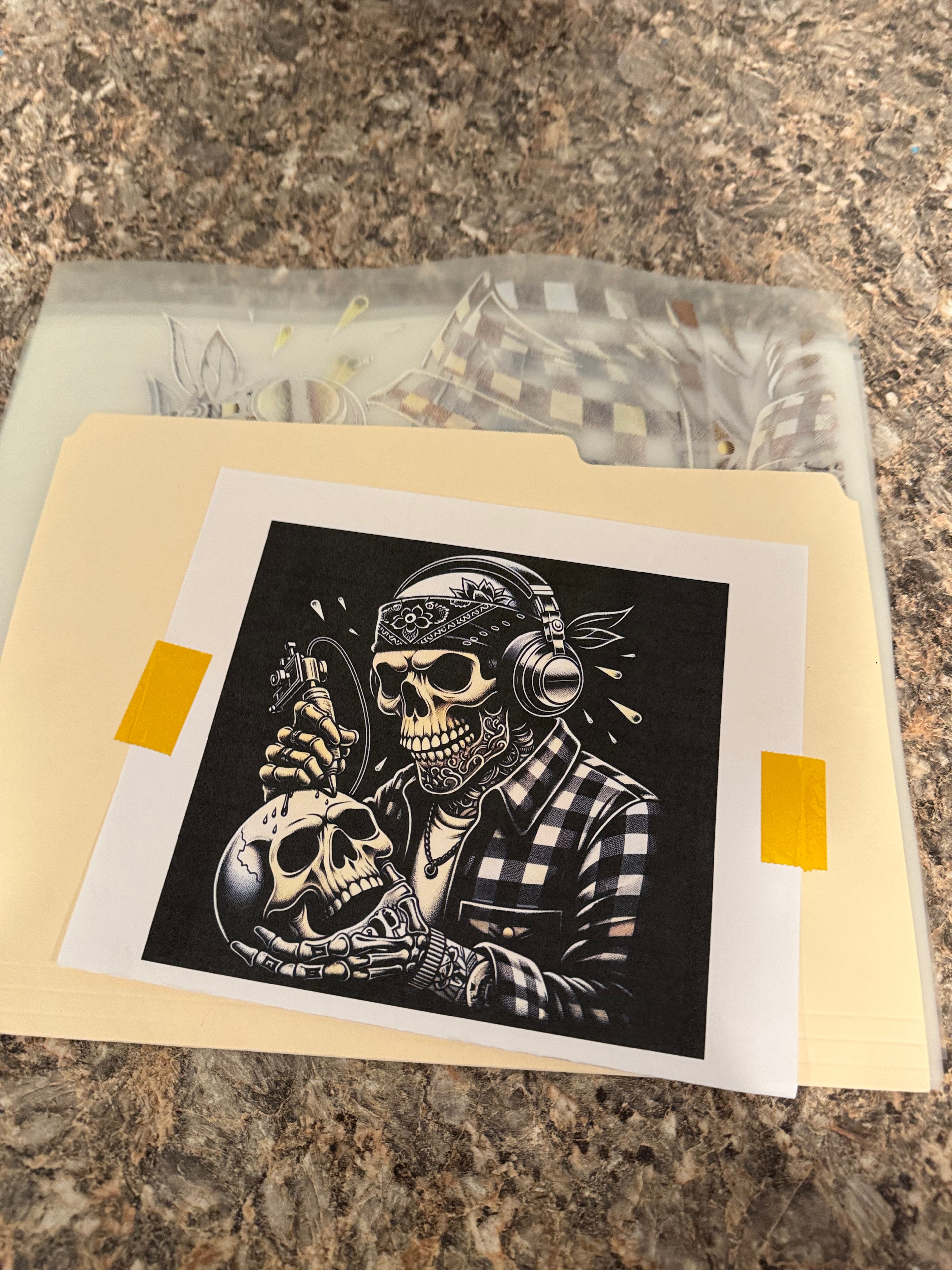 Skull Artist Sideways With Headphones